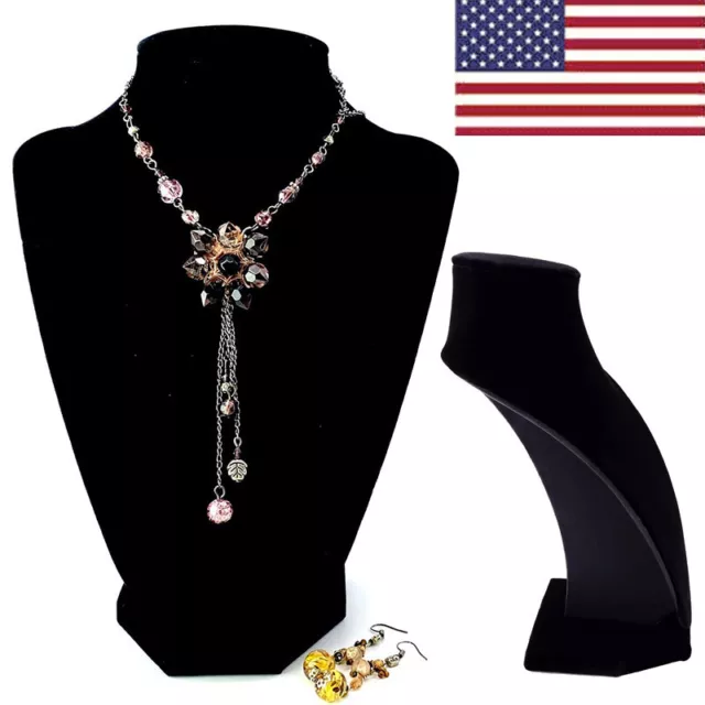 Black Velvet Necklace Holder Pendant Chain Jewellery Presentation Display Bust