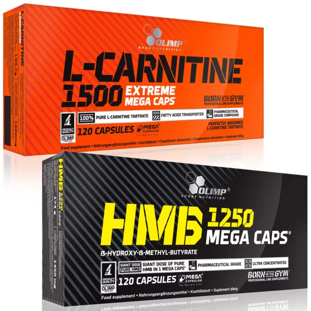 L-Carnitine + HMB 60-120 Capsules Non-Stimulant Fat Burner Weight Loss Slimming