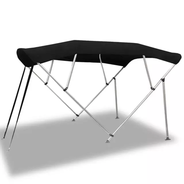 4 Bow 1.7-1.9m Black Boat Bimini Top Canopy Cover w/ Rear Poles & Sock 3