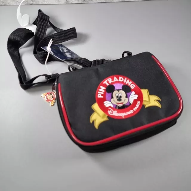 DISNEYLAND PARIS EXCLUSIVE Pin Trading Crossbody / Belt Bag Black With