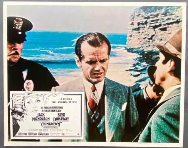 Jack Nicholson with cop on beach  CHINATOWN  org Mex 1974  lobby card 5464