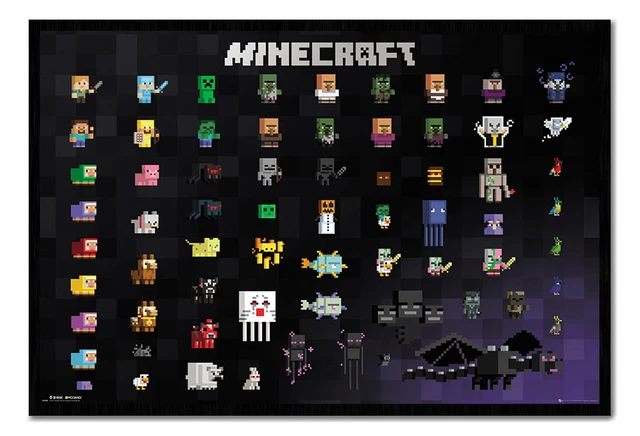 MINECRAFT PIXEL SPRITES Poster Framed £36.99 - PicClick UK