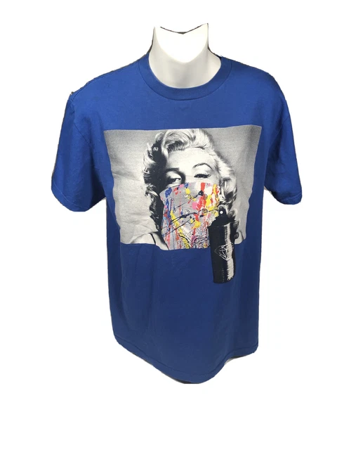 Marilyn Monroe Tee Shirt Womens Size M Mask & Diamond Spray Blue Popular Poison