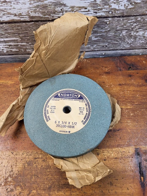 Vintage Old School Norton Grinding Wheel 6 x 3/4 x 1/2 # 39C120-H8VK