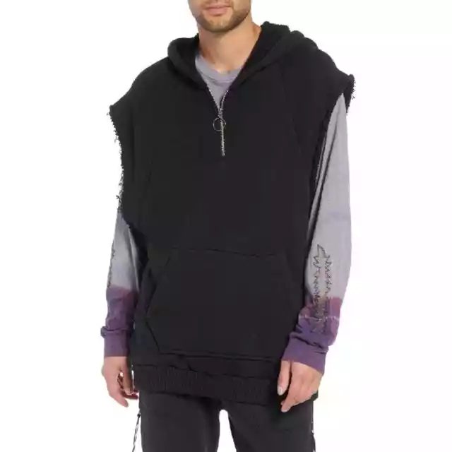 Drifter Sweater Mens Large Warwick Quarter Zip Hoodie Sweatshirt Sleeveless Fray 3