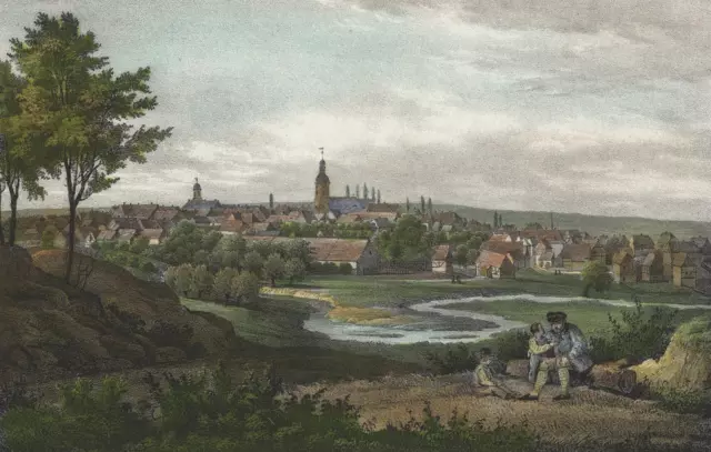 RADEBURG - Gesamtansicht - Saxonia - kol. Lithographie um 1840