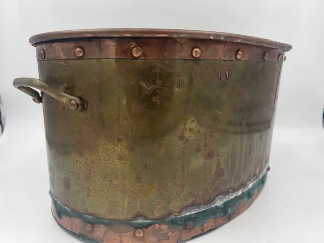 Large 14.5” Late 19th Century Brass and Copper Basin /  Pot