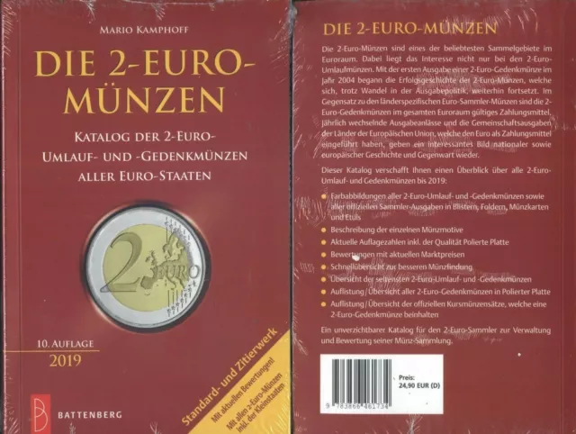 Kamphoff: Die 2-Euro-Münzen  10. Aufl. 2019 NEU Battenberg Verlag