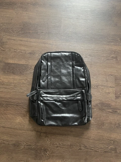 Rucksack Leder Herren Schwarz Neu