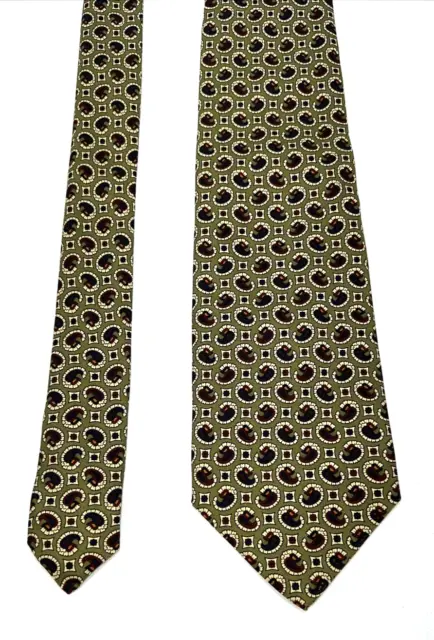 Sorelle Fontana 59” Men’s Tie 100% Silk Made In Italy Green Red Paisley