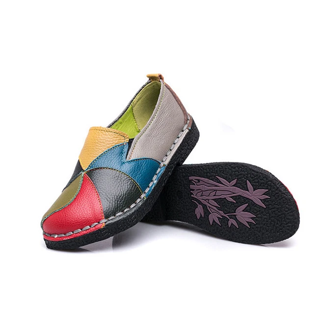 Chaussures en cuir pour femmes de couleur rétro de style ethnique de grande 2