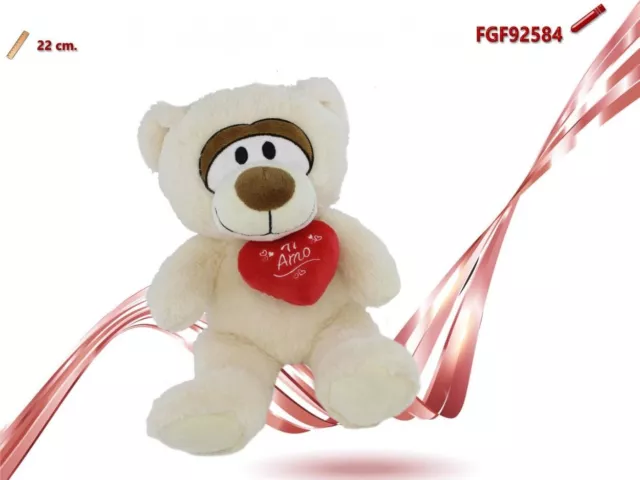 Peluche Orso Alto 22cm Cuore Ti Amo Pupazzo Morbido Idea Regalo San Valentino