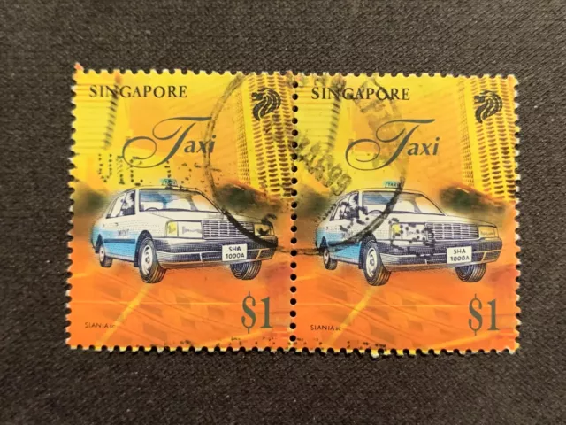 Singapore 1997 Transportation $1 Taxi Slania Sc - Used Pair