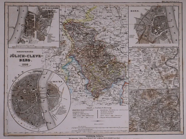 Dated 1836 Universal Atlas Map ~ JULICH-CLEVE-BERG / GERMANY ~ (10x12)-#1290