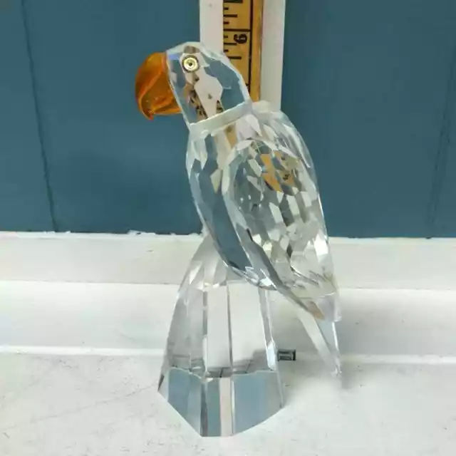 Shannon Ireland 6.5” Crystal Figurine Parrot with Orange Beak 2