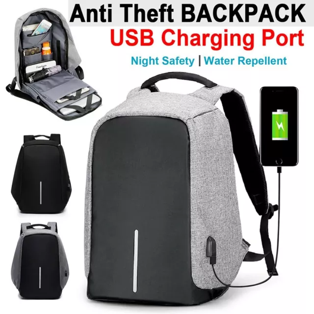 Anti-Theft Backpack Waterproof School Travel Laptop Bag with USB Charging Port