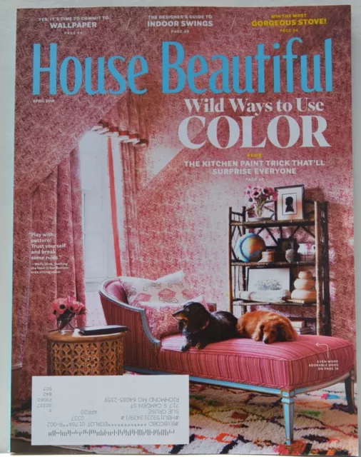 House Beautiful Magazine April 2019 Indoor Swings, Wallpaper, Wild Color Way