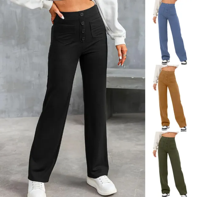 Pantalones Rectos Informales Para Mujer Pantalones De Negocios Elásticos De <