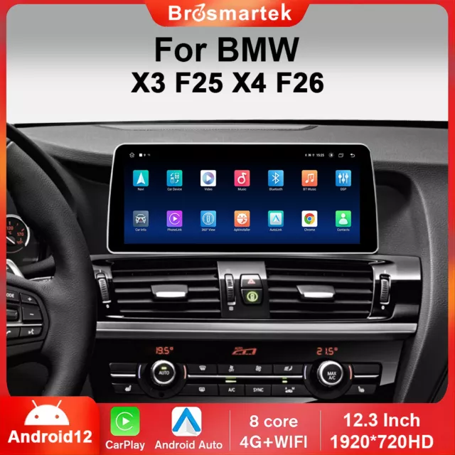 12,3" Android 12 8-Core Autoradio für BMW X3 F25 X4 F26 NBT CarPlay 64G GPS Navi