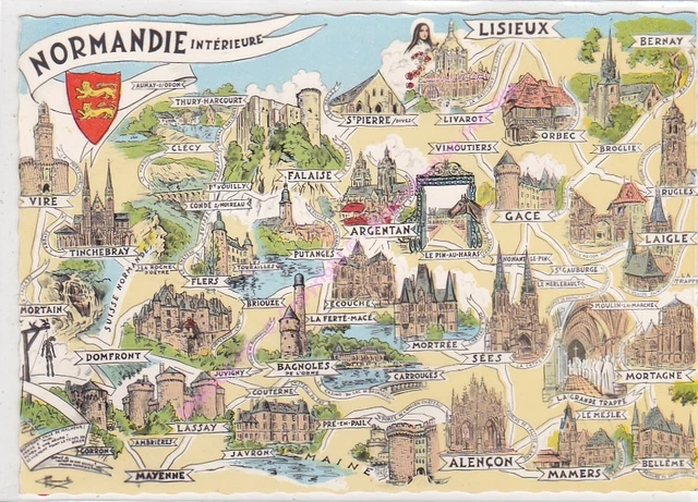 CPSM 14  CALVADOS CARTE GEOGRAPHIQUE NORMANDIE INTERIEURE Edt ARTAUD