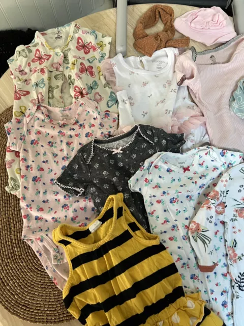 lot Of 11 Items baby girl clothes organic cotton 3-6 months Carters H&M