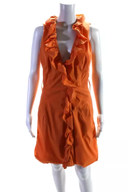 Milly Womens Orange Ruffle Tie Dress Size 6 10525365