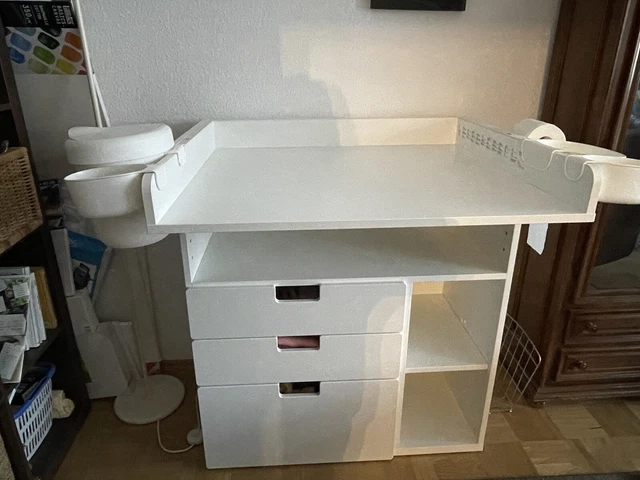 Wickelkommode, Ikea, Smålstad, weiß, 3 Schubladen + Zubehör, 90x79x100