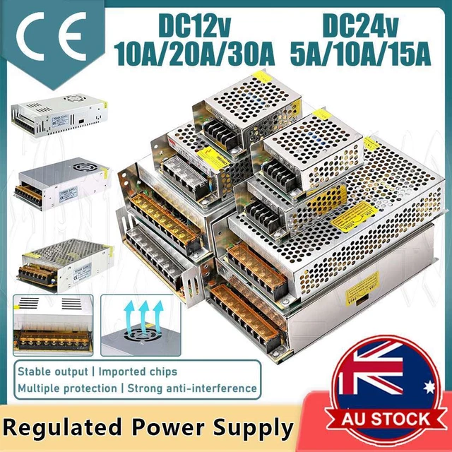 110-240V TO DC 12V/24V 5A/10A/15A/20A/30A Transformer Regulated Power Supply AU