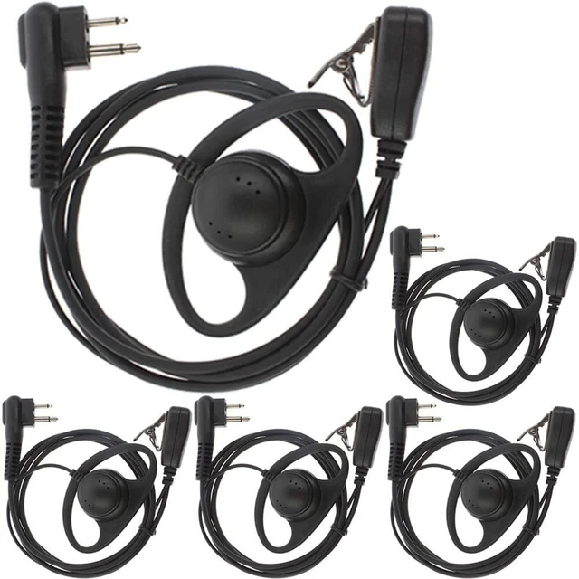 Earpiece Headset PTT for Motorola Two Way Radio Walkie Talkie 2pin (Pack of 5)