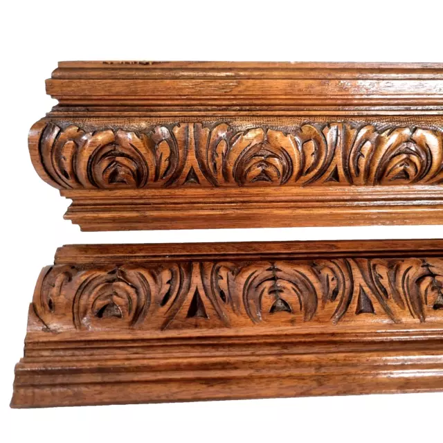 2 Acanthus leaf wood carving pediment 15"75 Antique French architectural salvage