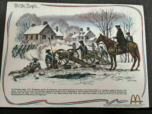 1975 MCDONALD'S WE THE PEOPLE PLACEMAT Jay Killian watercolor bicentennial Rall