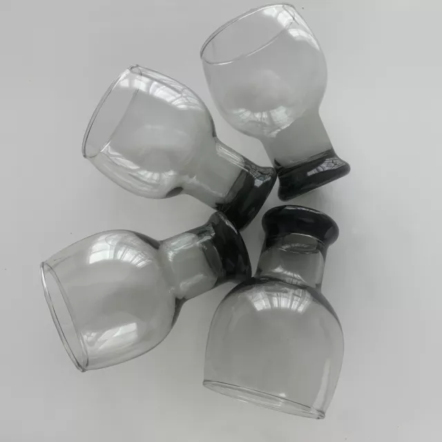 Vintage MCM Libbey Stax Smoke Gray Glasses Barware Glassware Tumblers Set of 4