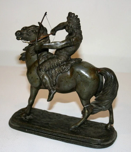 Antique Gilbert American Indian Warrior and Horse from the 1800's