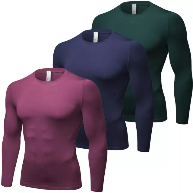 COMPRESSION SHIRTS FOR Men Long Sleeve Cool Dry Athletic Baselayer ...