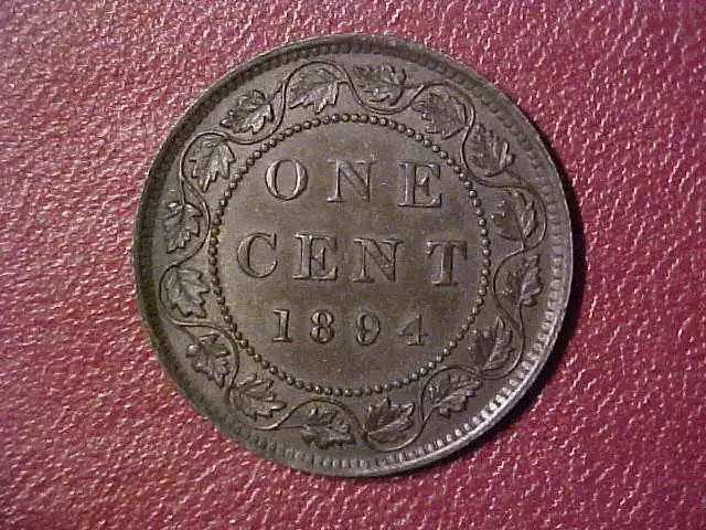 1894 CANADA LARGE CENT REPUNCHED 9 - CHOICE AU/UNC VARIETY COIN! -d648tcst1