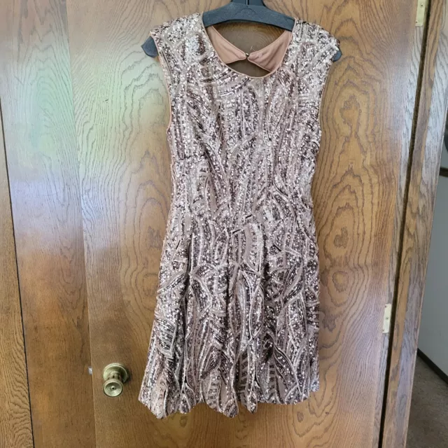 NWT Belle Badgley Mischka Gold Shimmery Sequin  Polly Dress Sz. 4 NEW