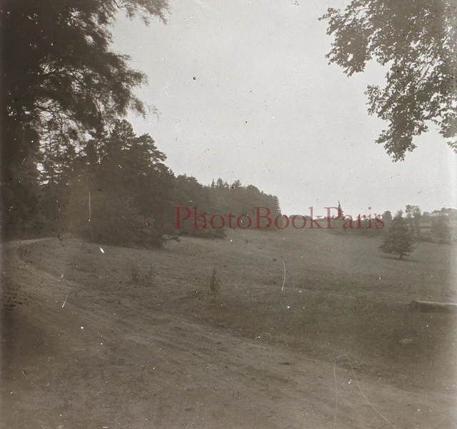 Paysage c1930 Photo Plaque de verre Stereo Vintage V17T13n2