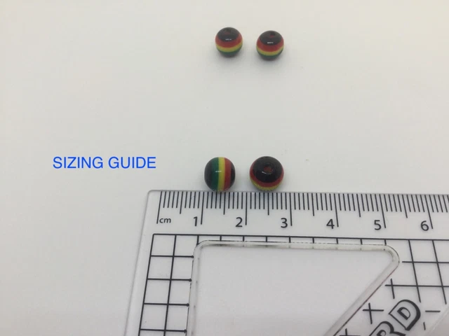 50 X Rasta Rundharz Gestreifte Perlen 8 Mm Top Qualität Schmuckherstellung Armband B 2