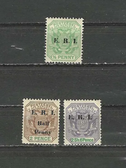 Transvaal , So. Africa ,1901/02, Coat Of Arms , Set Of 3 Stamps O.p. E.r.i , Mnh