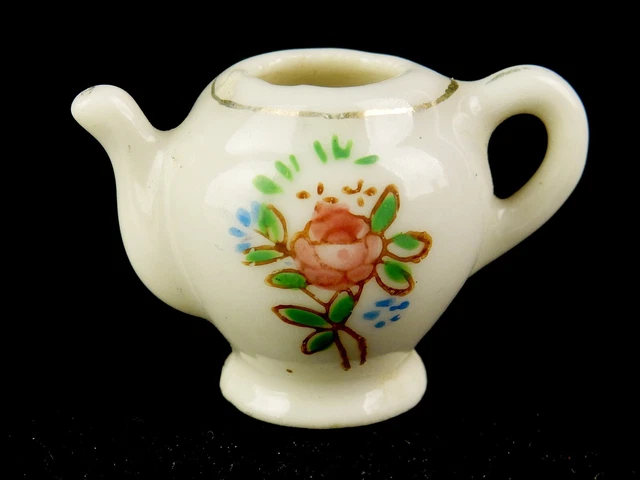 Tiny Porcelain Teapot, Child's Toy, Pico China, Floral, Made In Occupied Japan Tiny Porcelain Teapot, Child's Toy, Pico China, Floral, Made In Occupied Japan