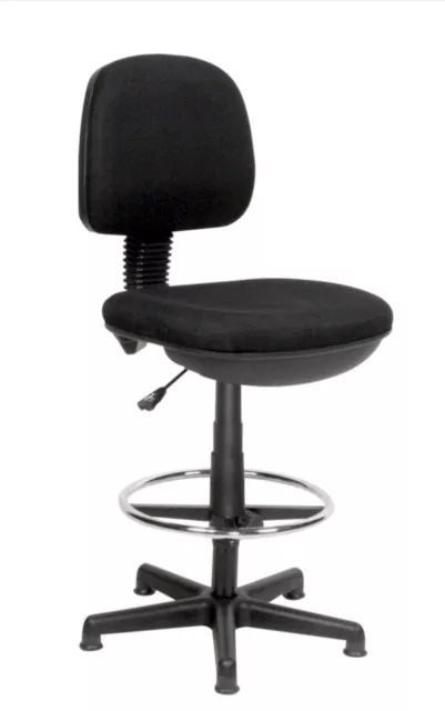 Draughtsman Black Fabric Computer Counter High Tall Chair Fixed Back VAT inc
