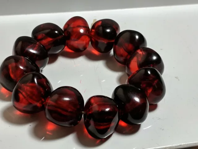 Vintage Heavy Chunky Bakelite Cherry Amber color Beads 44Grams.
