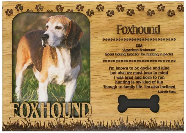 Foxhound Engraved Wood Picture Frame Magnet