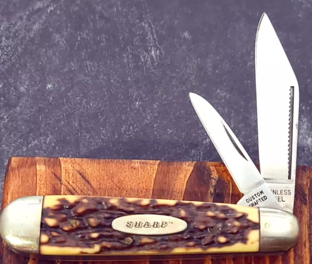 Vintage Sharp Brand Custom Crafted Swell End Jack Pocket Knife Made in Japan