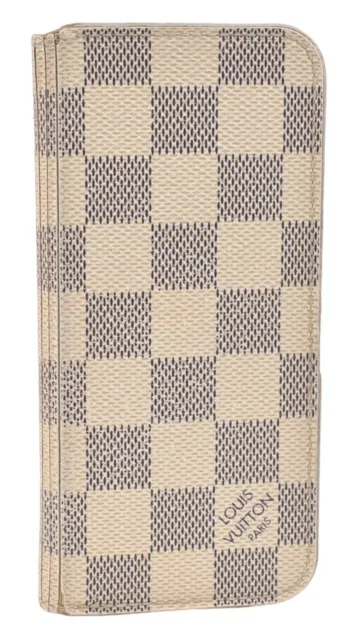 Authentic Louis Vuitton Damier Azur Folio Iphone 6 Case White N61246 LV J3423