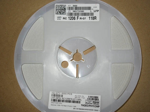 Marken SMD Resistor SMT Widerstand 118 Ohm 118R 1206 1% 5000x
