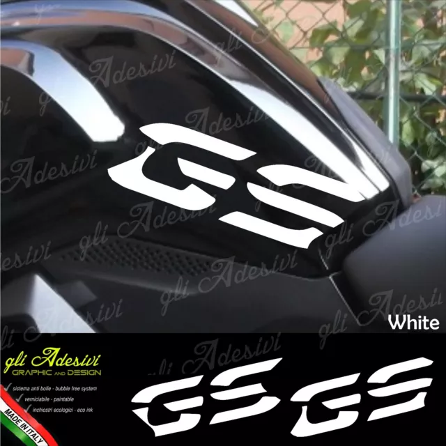 Set 2 Adesivi Fianco Serbatoio Moto BMW R 1200 gs LC White 2013 / 2016