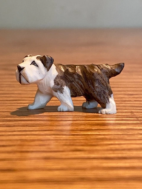 Vintage hand Carved bovine Bone dog miniature nice!