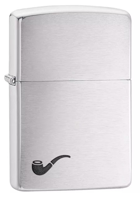 Zippo Pipe Brushed Chrome Windproof Pocket Lighter, 200PL