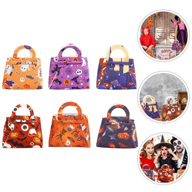 6 pezzi sacchetti per prelibatezze di Halloween, motivo Halloween, borse,
